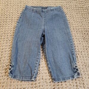 Croft & Barrow Women Capri Pants 8P Blue Cotton Blend Casual Summer Capris